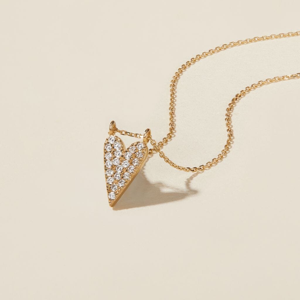 Gold Brulee Crystal Heart Necklace | Fine Jewelry | Adornmonde