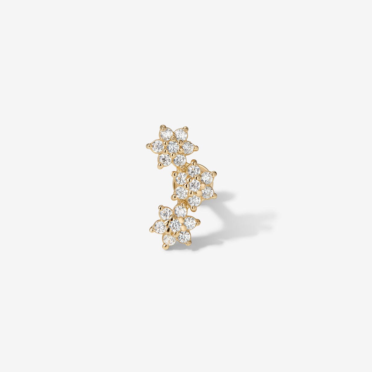 Gold Dustin Triple Micro Flower Piercing | Flat Back Earrings