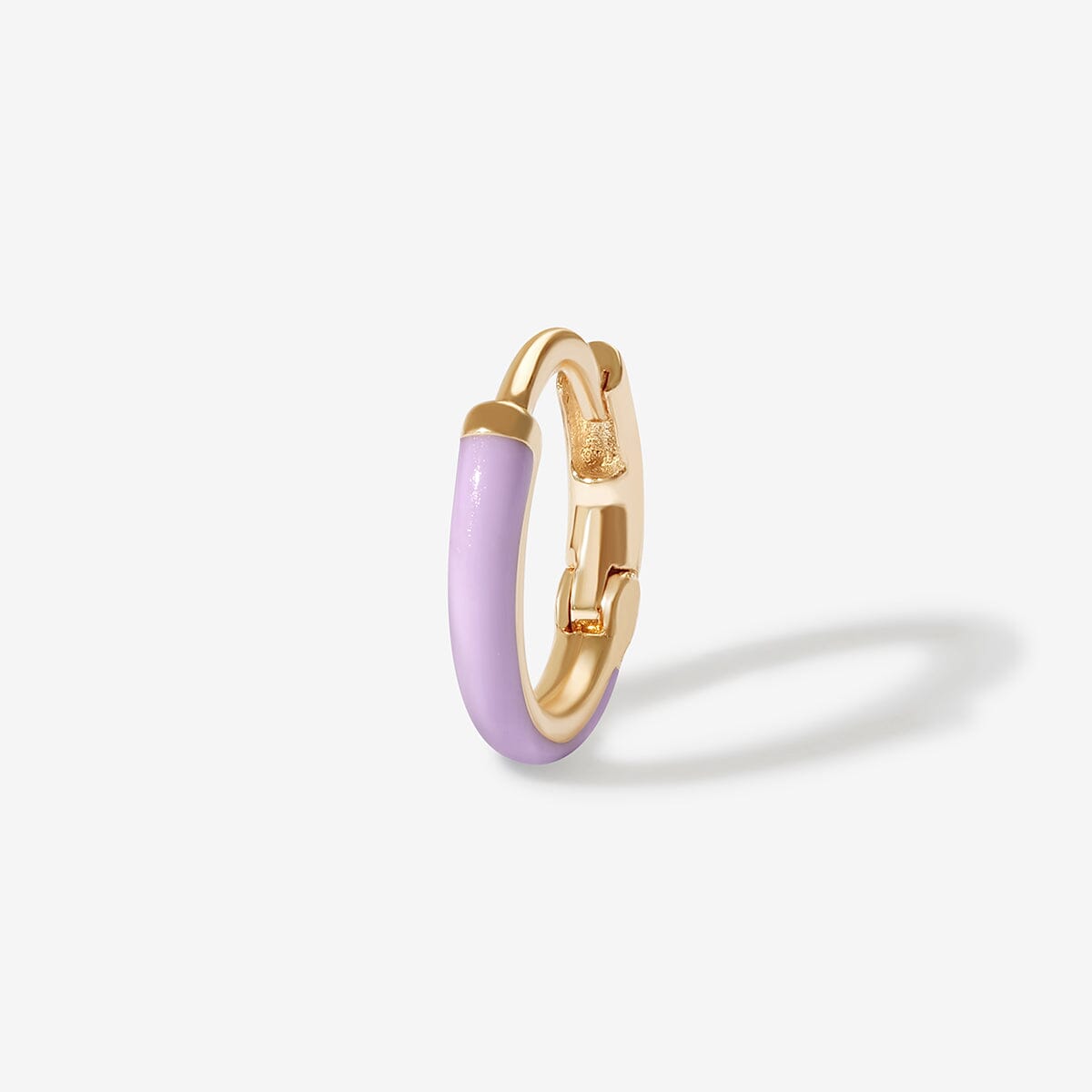 Gold Easley Lavender Enamel Mini Huggie Fine Jewelry Adornmonde