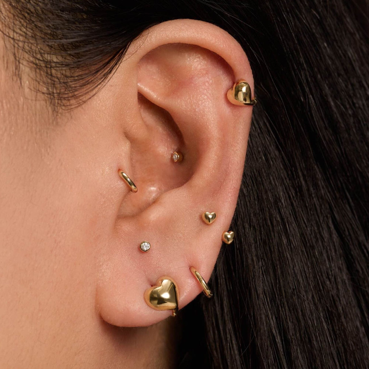 Gold Fabio Heart U Hoop Piercing | Fine Jewelry | Adornmonde