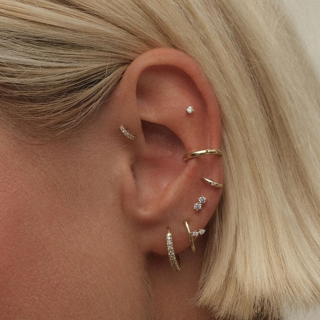 関送込 ILLUSORY Orbital Sphere Pendant Earrings White Gold Hugo Illusion Orbital Piercing | Fine Jewelry