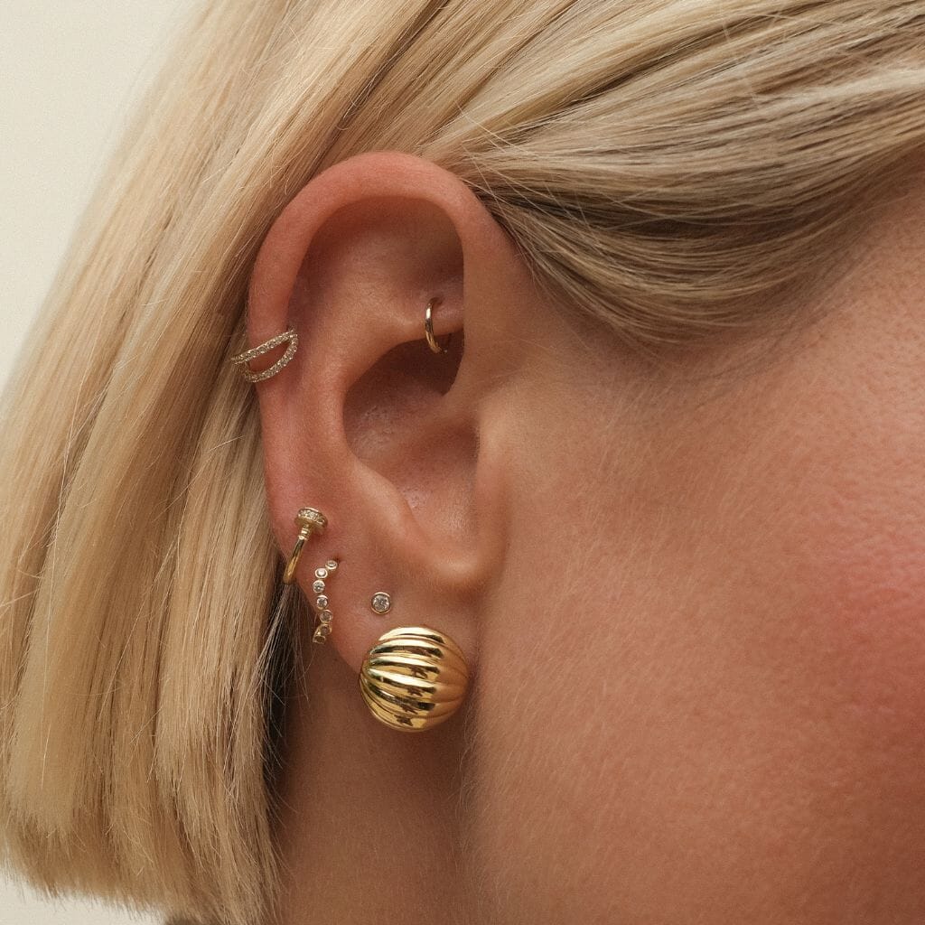 Gold Klaus Ball Huggie Earrings | Adorn Luxe | Adornmonde