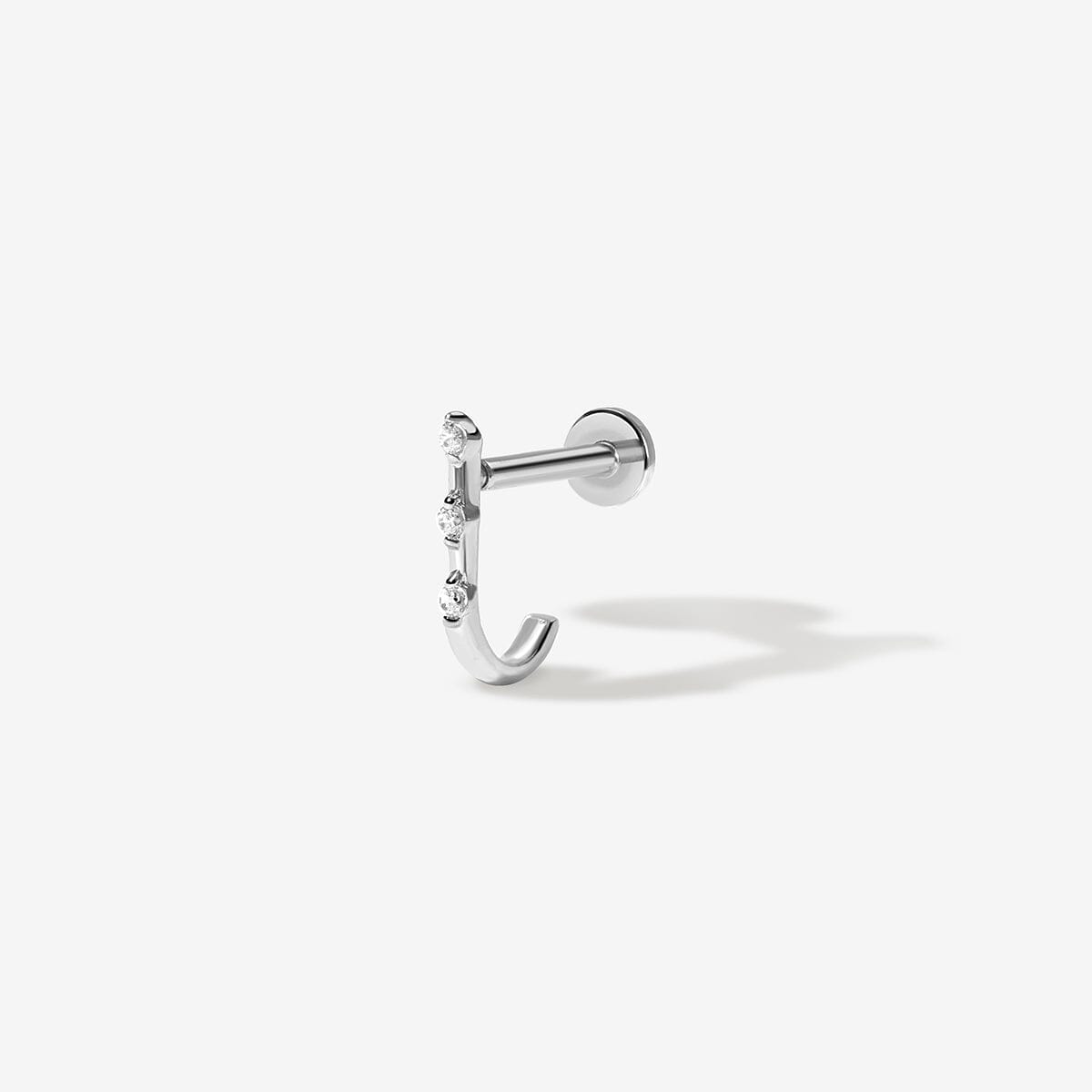 White Gold Lane Diamond J Piercing | Fine Piercings | Adornmonde