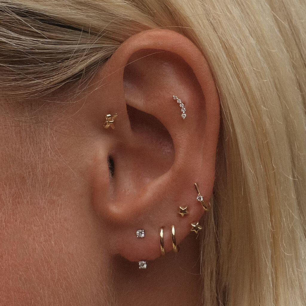 Gold Lincoln Star U Hoop Piercing | Fine Earrings | Adornmonde