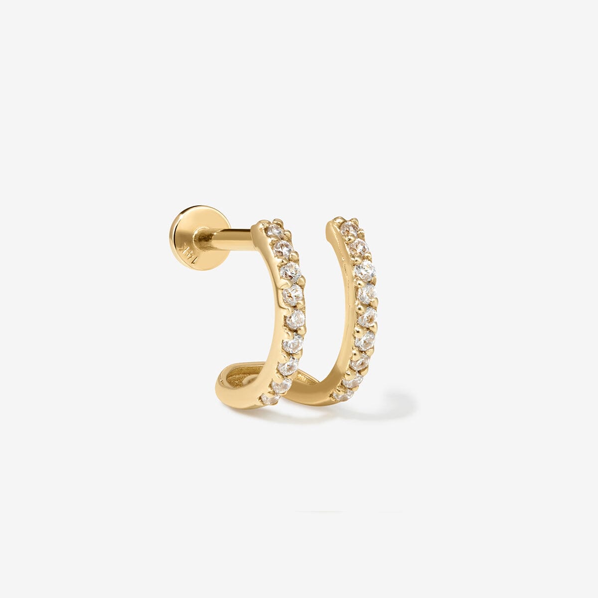 Gold Norris Diamond Illusion Piercing Hoop | Flat Back Earrings