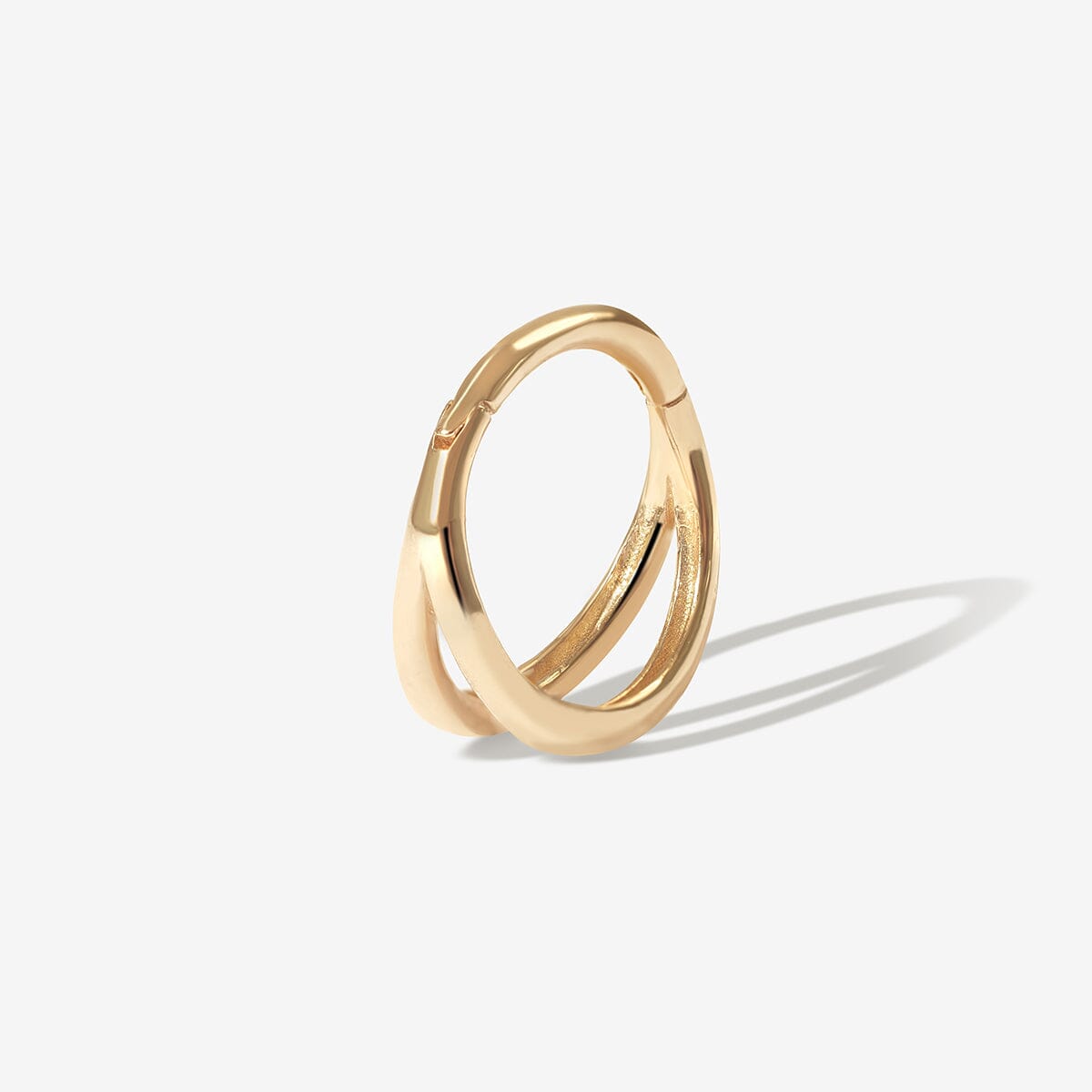 Gold Rhea Cage Clicker Hoop | Fine Jewelry | Adornmonde