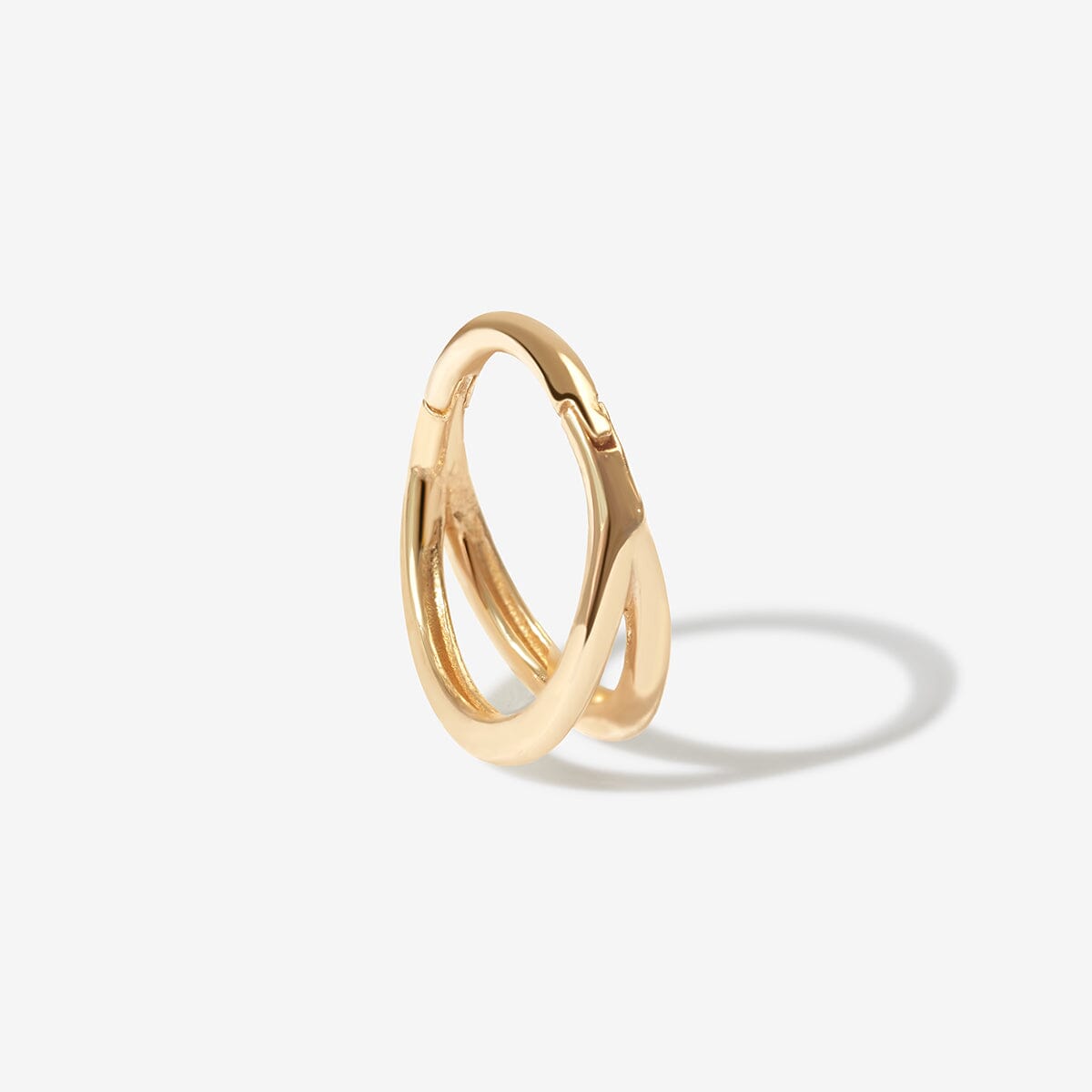 Gold Rhea Cage Clicker Hoop | Fine Jewelry | Adornmonde