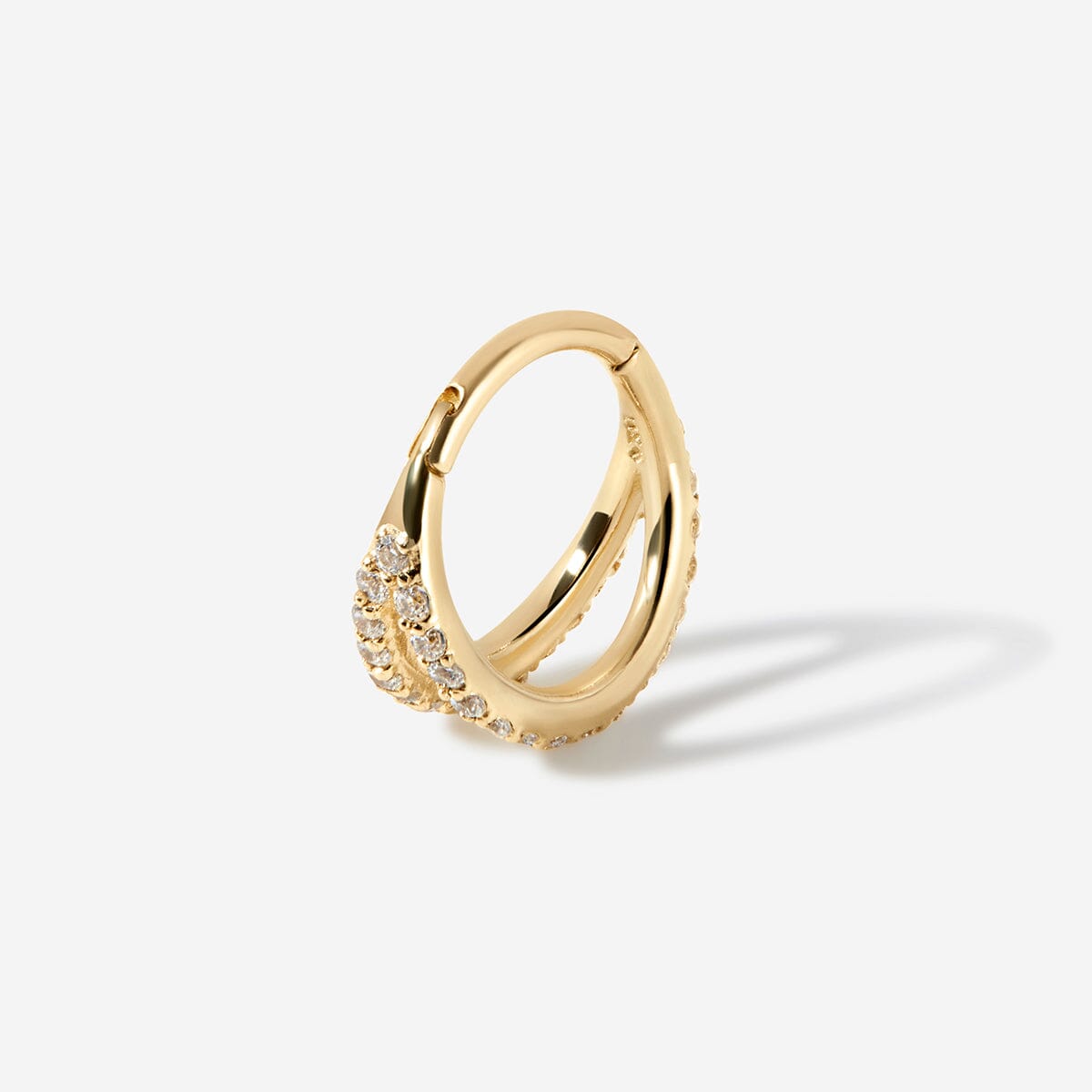 Gold Rhea Frosted Cage Clicker Hoop | Fine Piercings | Adornmonde