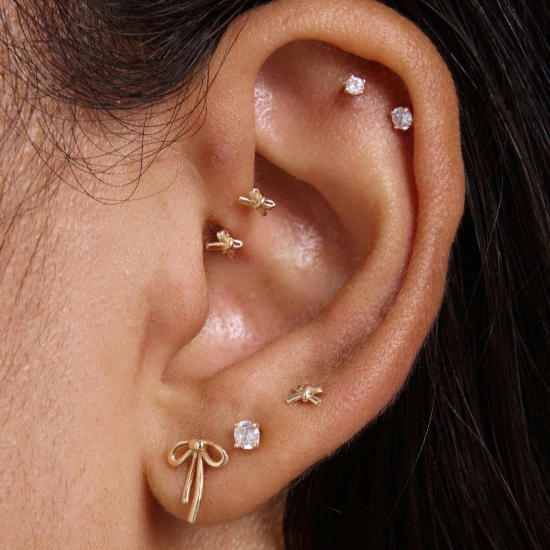 Gold Tommi Statement Bow Piercing | Fine Earrings | Adornmonde