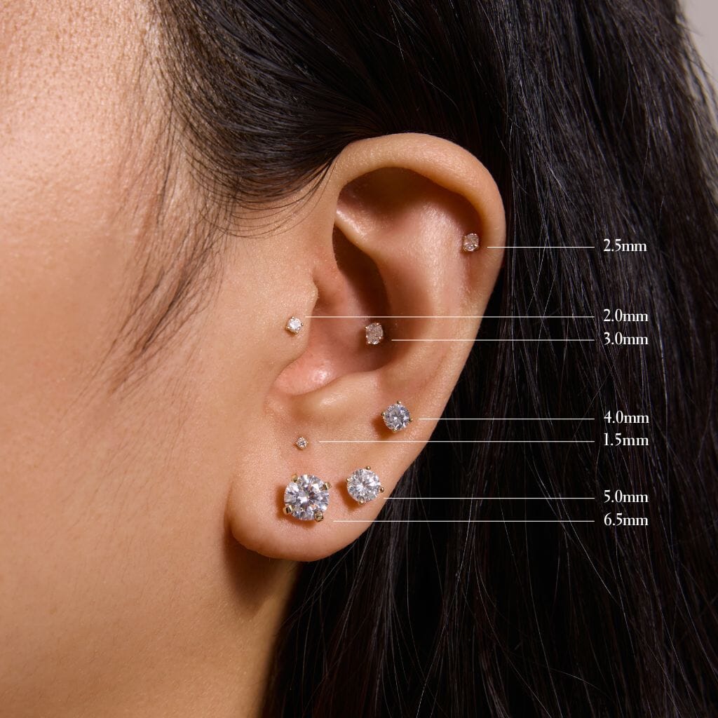 Gold Plated Crystal Diamante Stud Earrings - Omega Back - Buy 2 Get 1 Free (Add 3 To Cart)