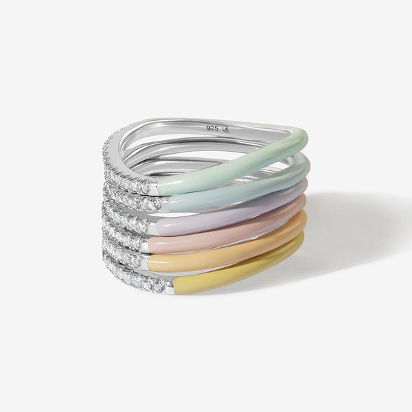 Egor enamel sherbet 6-piece ring set