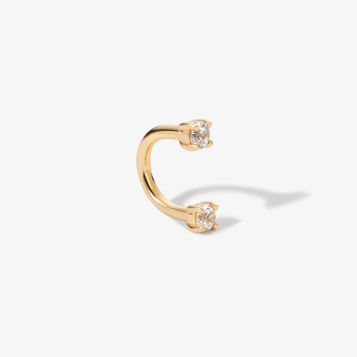 Frankie gold U hoop with lab-grown diamond ends.