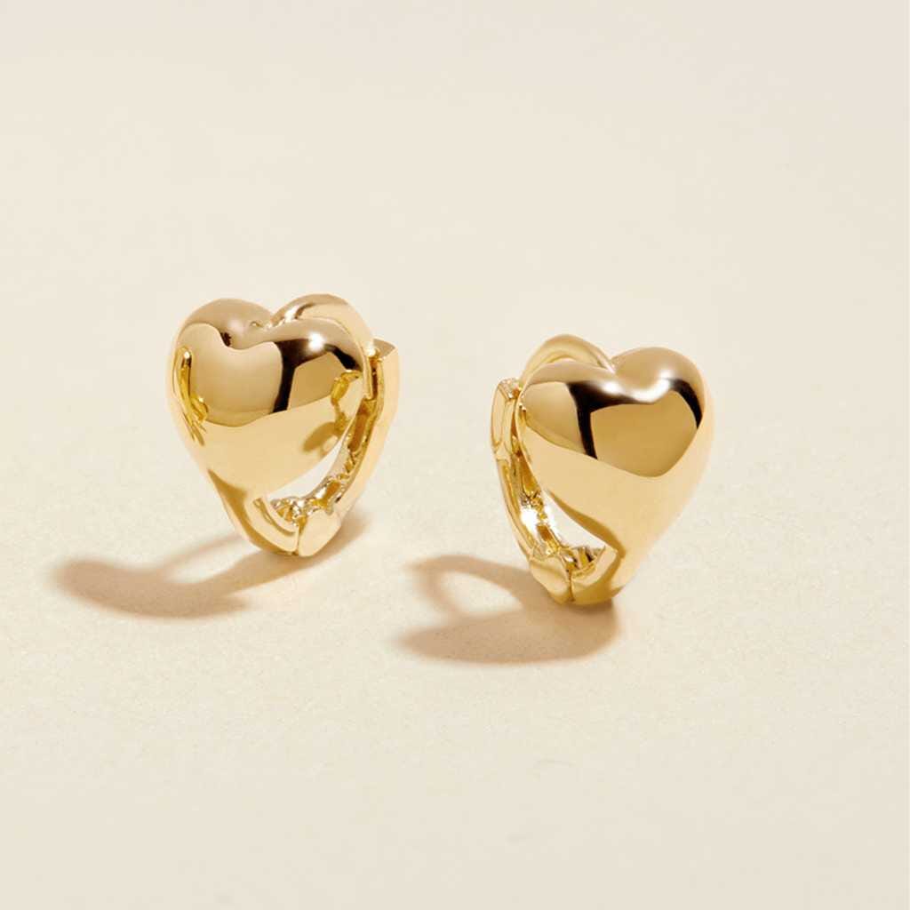 Gold Boo Heart Huggie Earrings | Fine Jewelry | Adornmonde