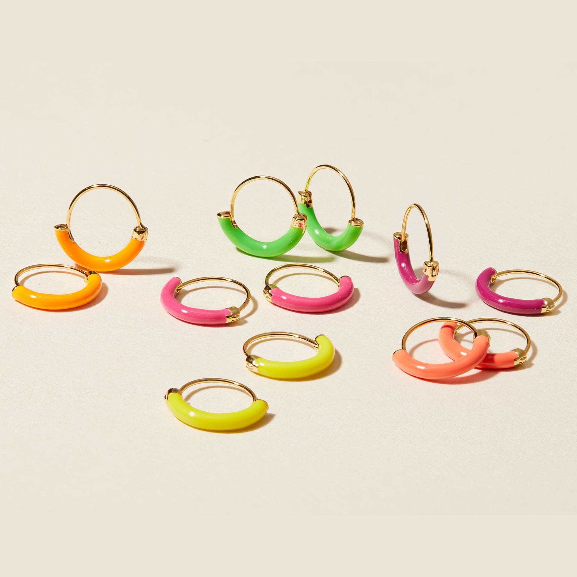 Gold Saz Neon Mini Hoop Multipack Enamel Pop Adornmonde