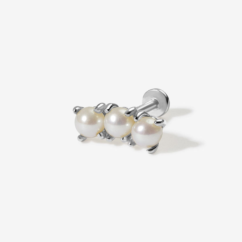 White Gold Batti Triple Pearl Piercing | Fine Piercings | Adornmonde