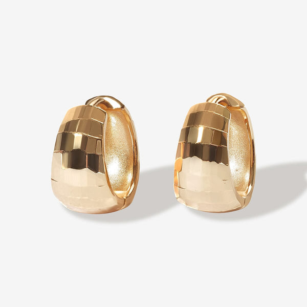 Modern Design 22K Gold Hoop Earrings