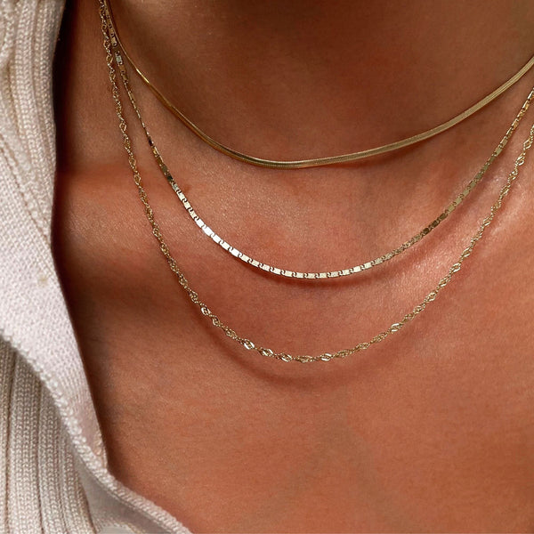 14k Solid Gold Thin Twist Chain Necklace – a day like