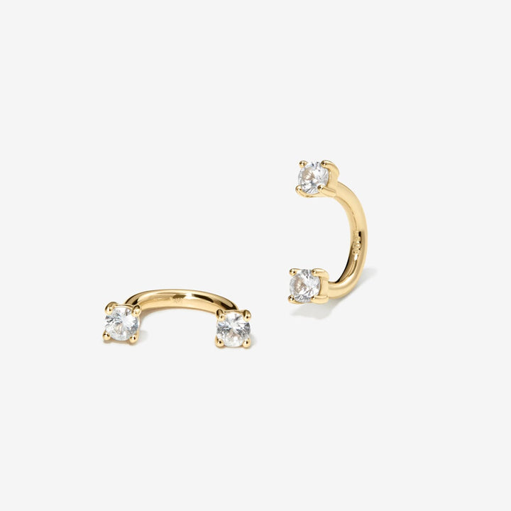 Pair of Frankie gold U hoops with lab-grown diamond ends.