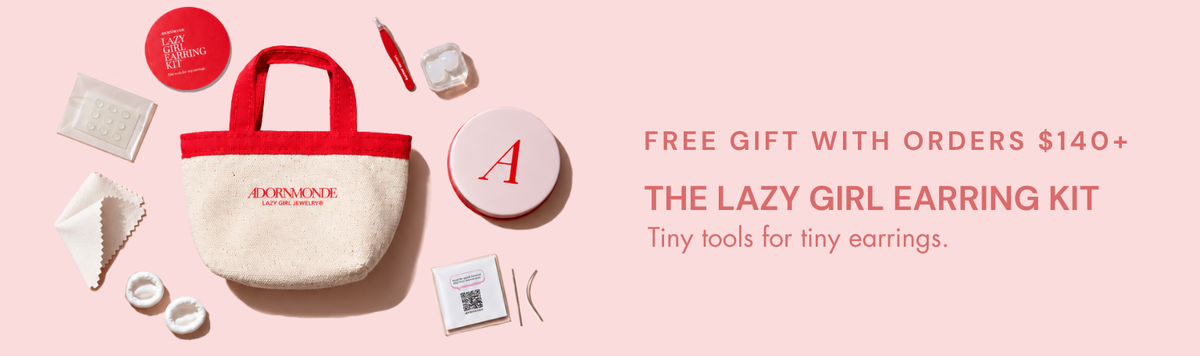 Free gift with orders $140+. The Lazy Girl Earring Kit. Tiny tools for tiny earrings.