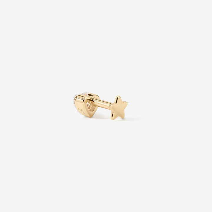 Rear view of the Clark gold heart-shaped stud, showing its straight post and star-shaped backing.