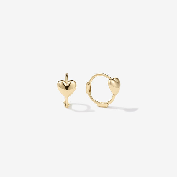 Gold Justin Micro Heart Huggie Earrings | Fine Piercings | Adornmonde