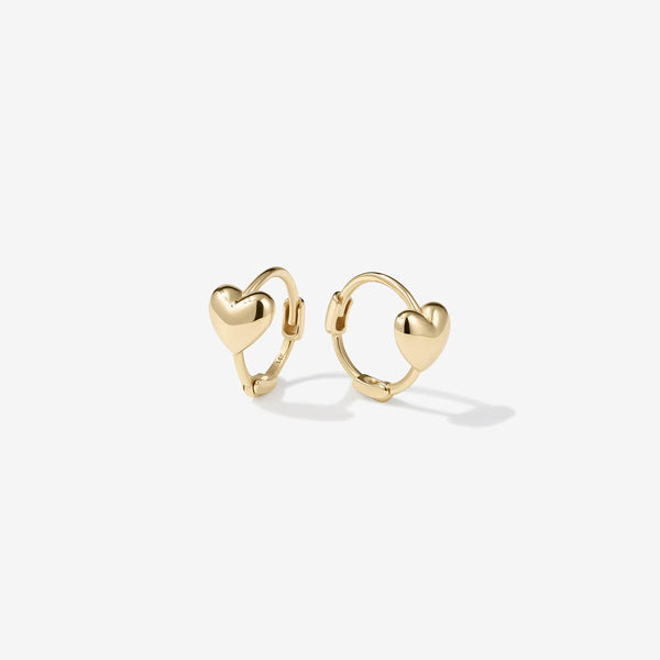 Gold Justin Micro Heart Huggie Earrings | Fine Piercings | Adornmonde