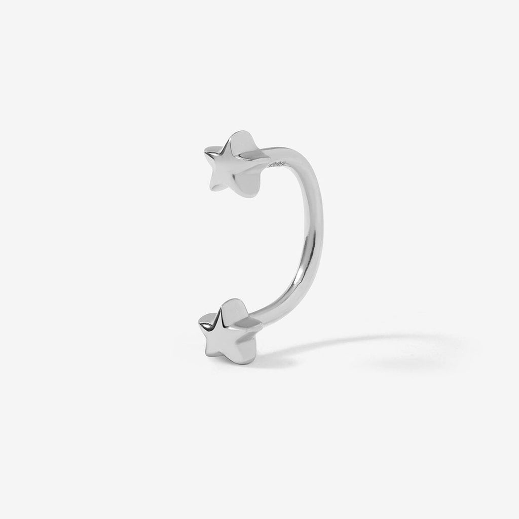 White Gold Lincoln Star U Hoop Piercing | Fine Earrings | Adornmonde