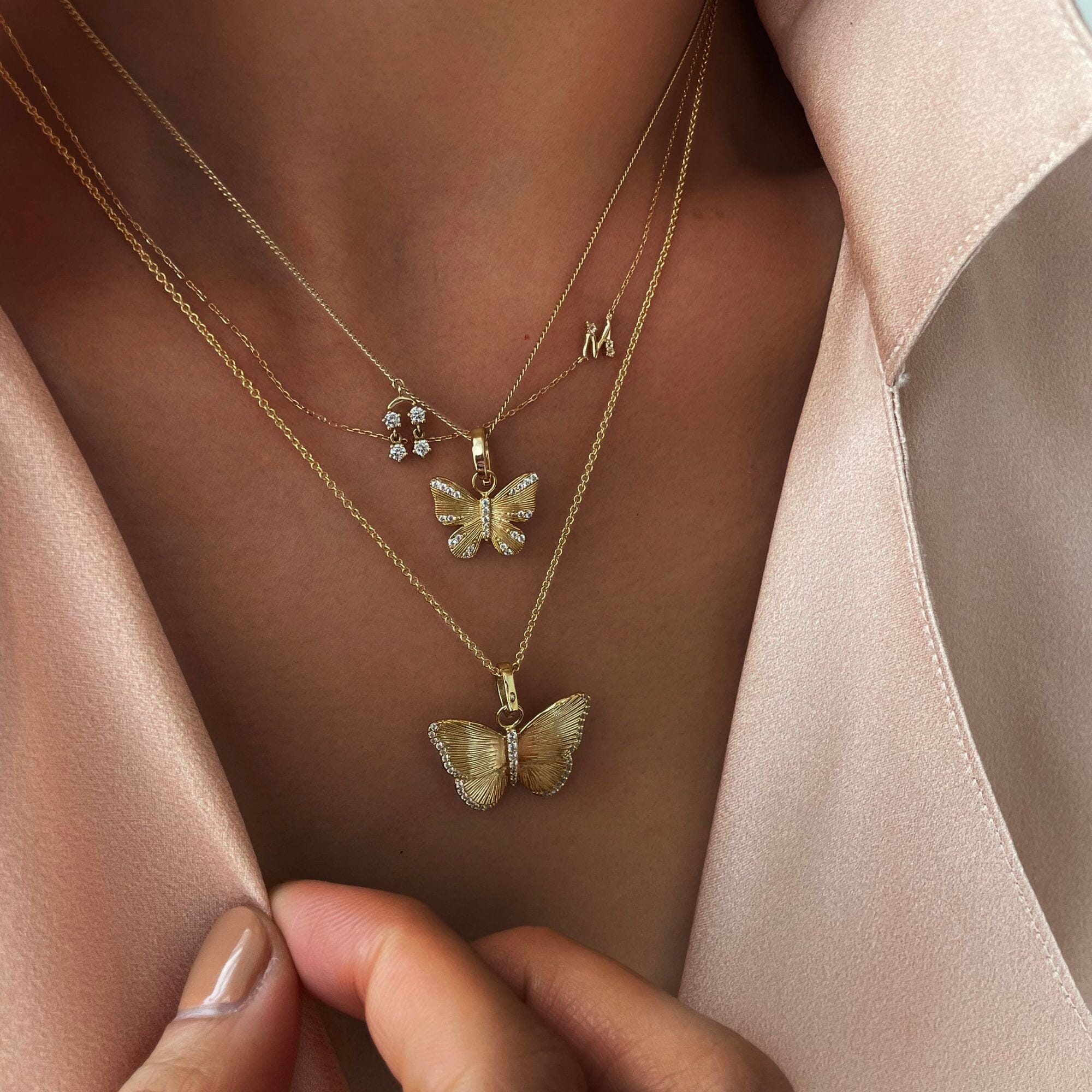 Gold Plated Butterfly Charm Butterfly Chain Pendant For Women Trendy Double  Chain Statement Bib Jewelry Gift From Wishlove7878, $0.81 | DHgate.Com