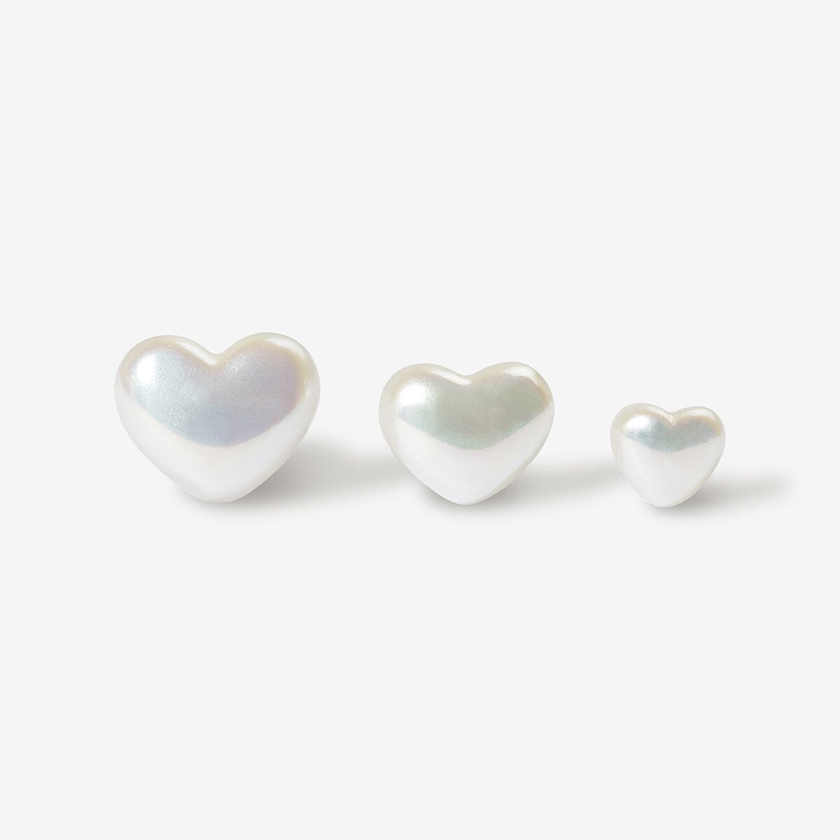 Puffy Pearl Hearts 3-Piece Piercing Set, Fine Piercings