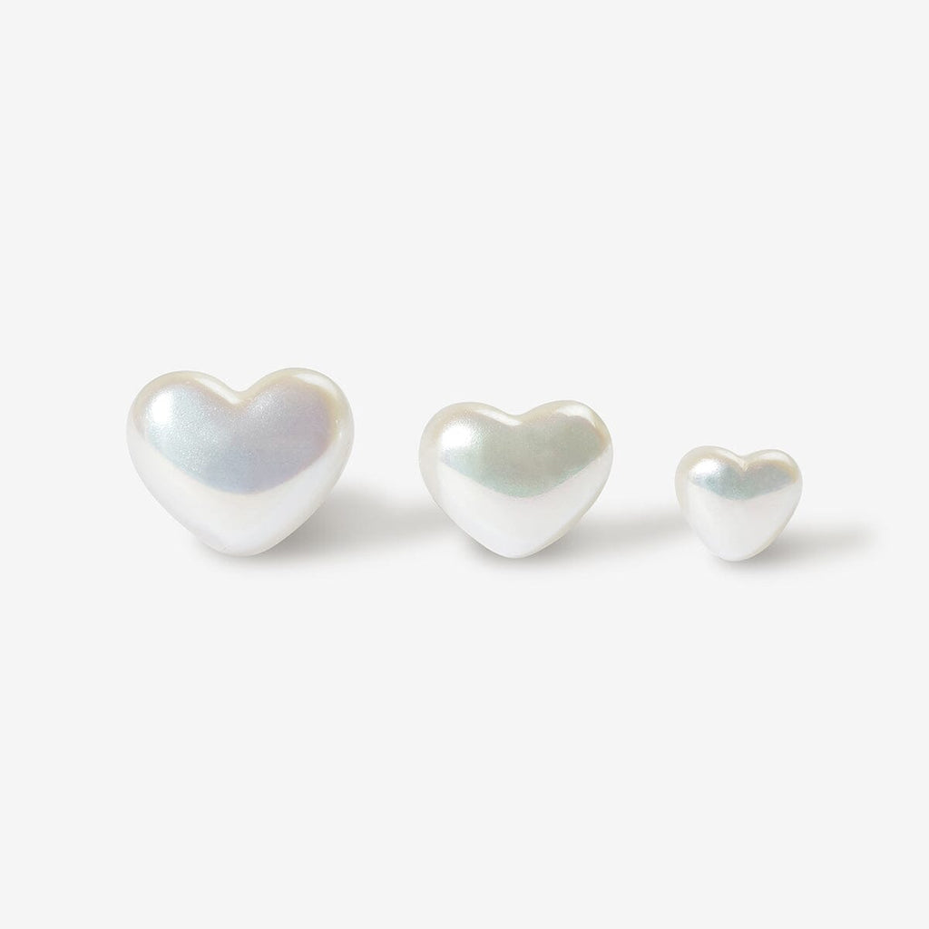 Puffy pearl hearts 3-piece piercing set