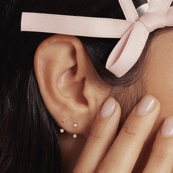 Frankie pink diamond u hoop piercing