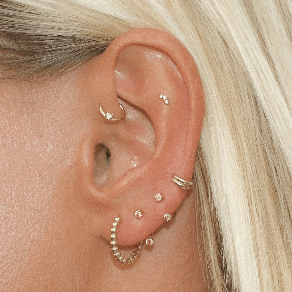 Frankie pink diamond u hoop piercing