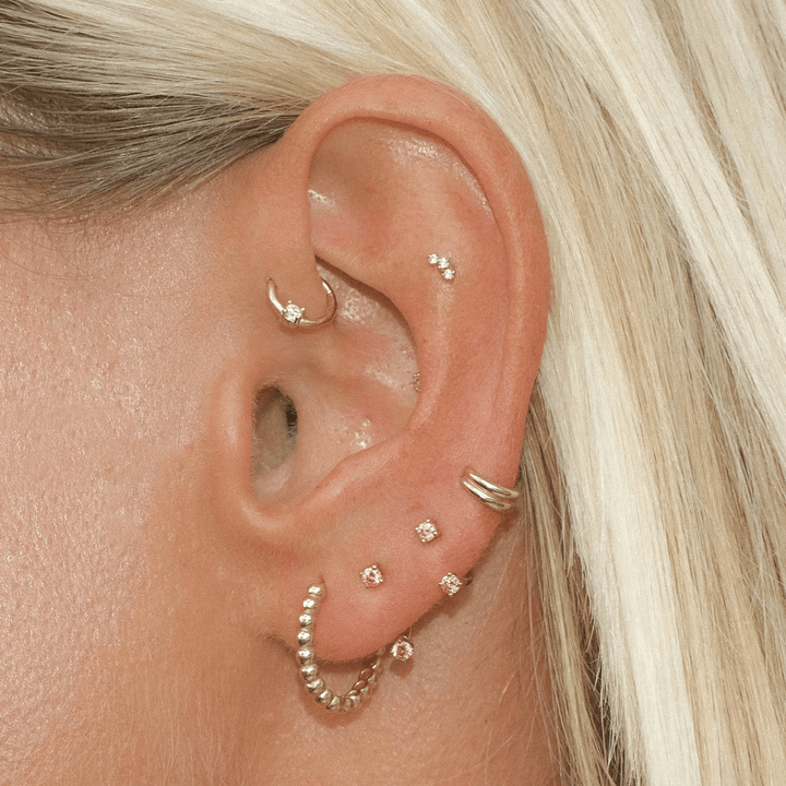 Frankie pink diamond u hoop piercing