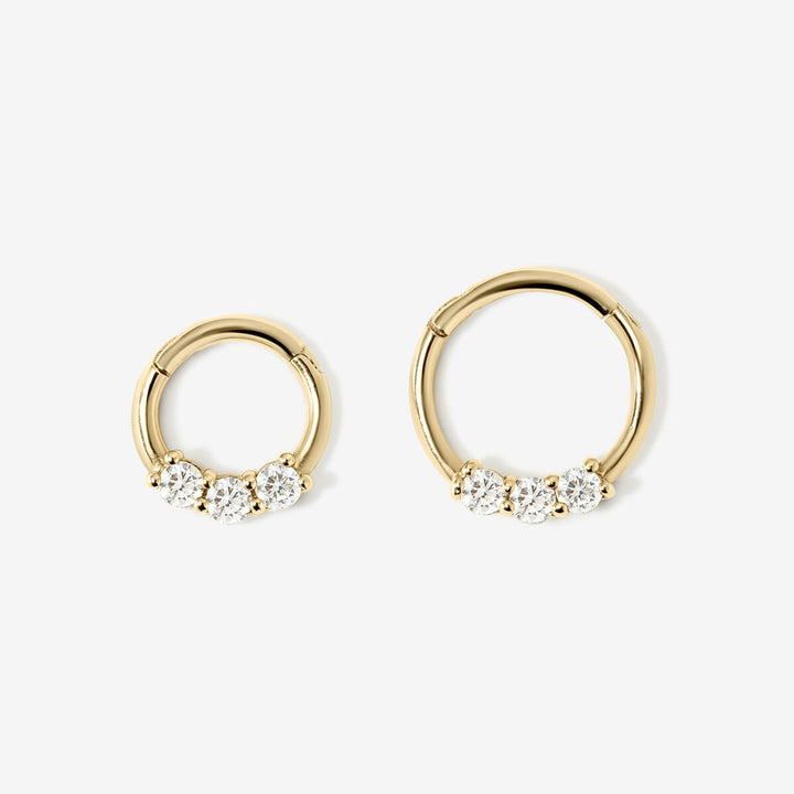 Rhys triple diamond clicker hoop