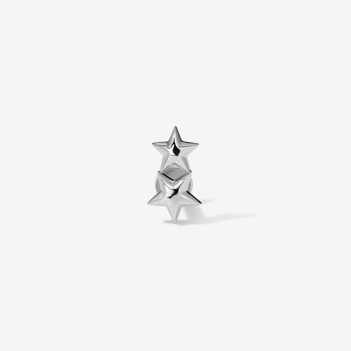 White gold stud with two stacked stars.