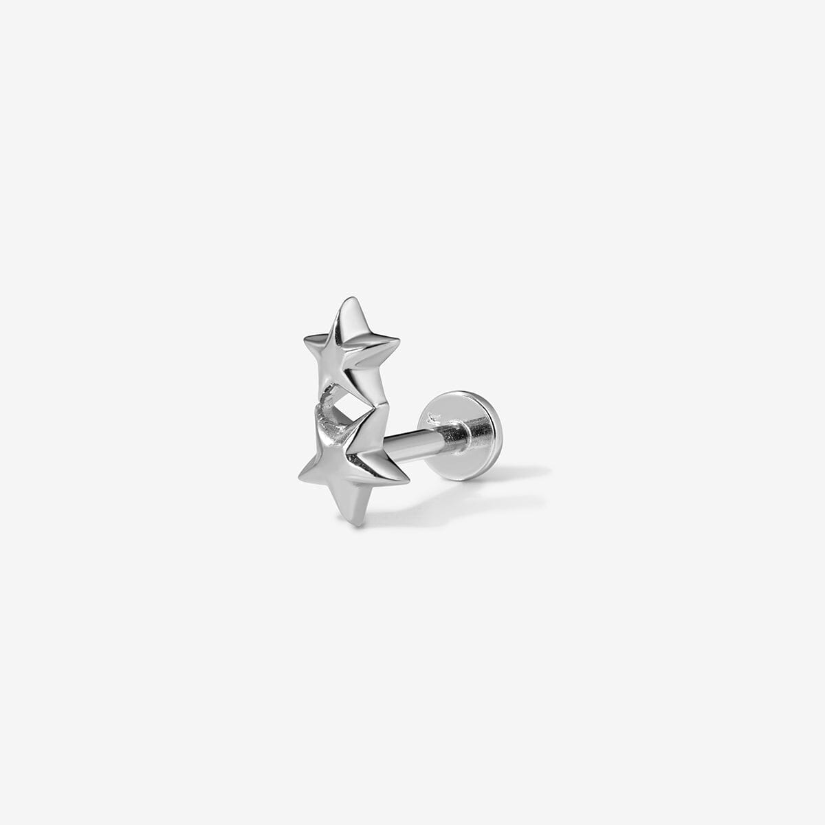 Stephen white gold flat-back stud with two polished stars.