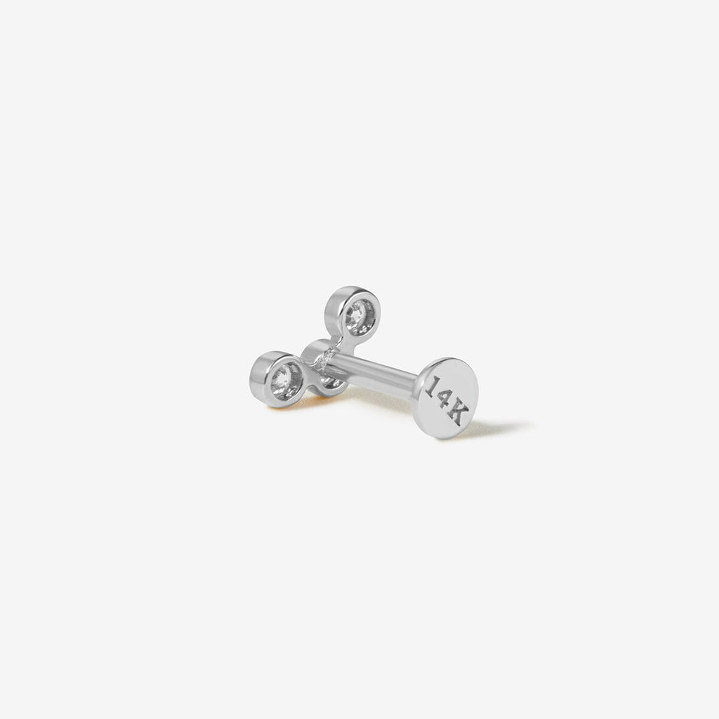 White Gold Wayne Lab Diamond Piercing | Flat Back Earrings | Adornmonde