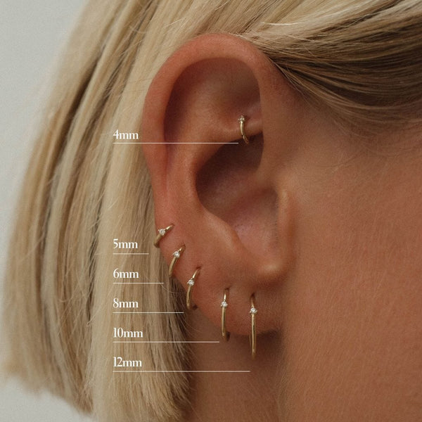 Gold Cloud Diamond Clicker Hoop Fine Earrings Adornmonde