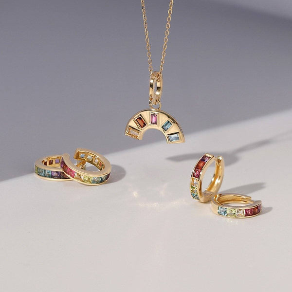 Evander rainbow baguette necklace