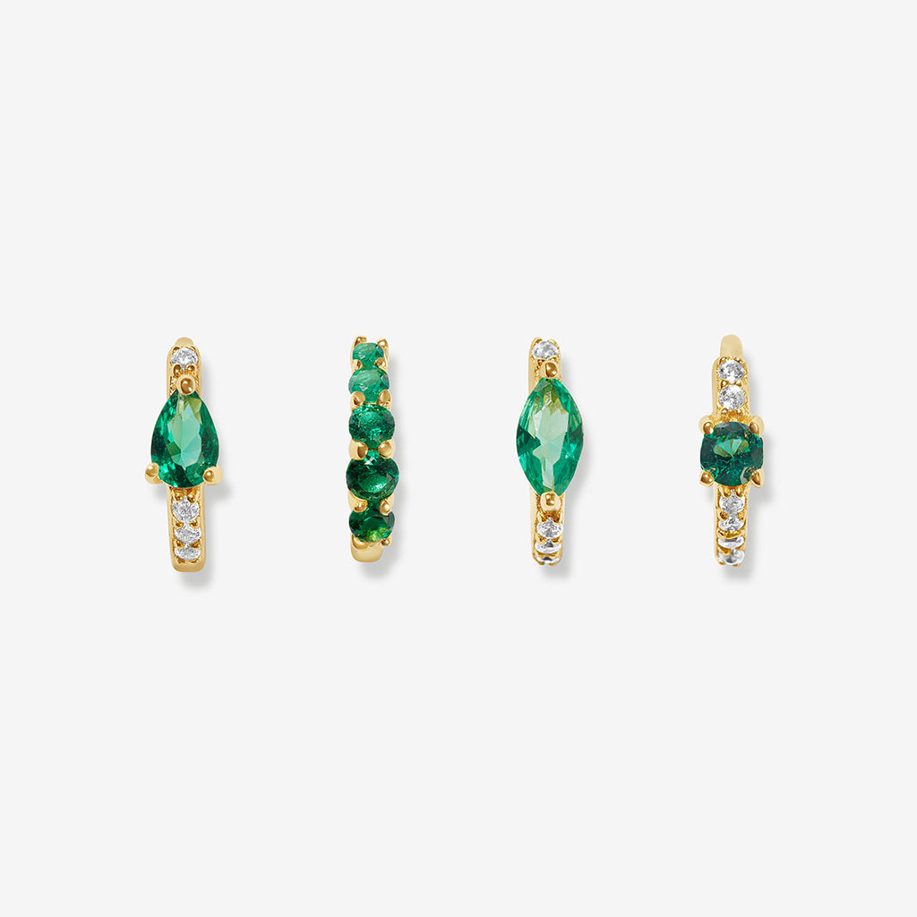 Aspen emerald huggie set
