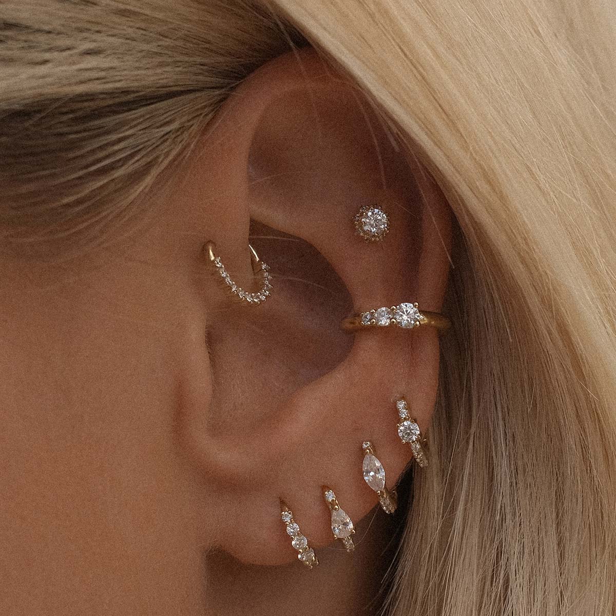 Gold Aspen Huggie Earring Set | Adorn Luxe | Adornmonde