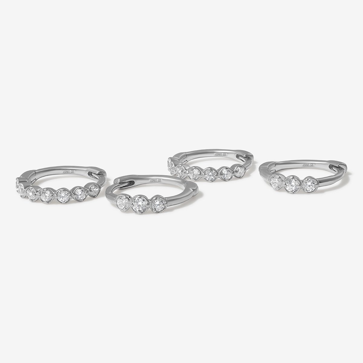 Silver Aspen Huggie Earring Set | Adorn Luxe | Adornmonde