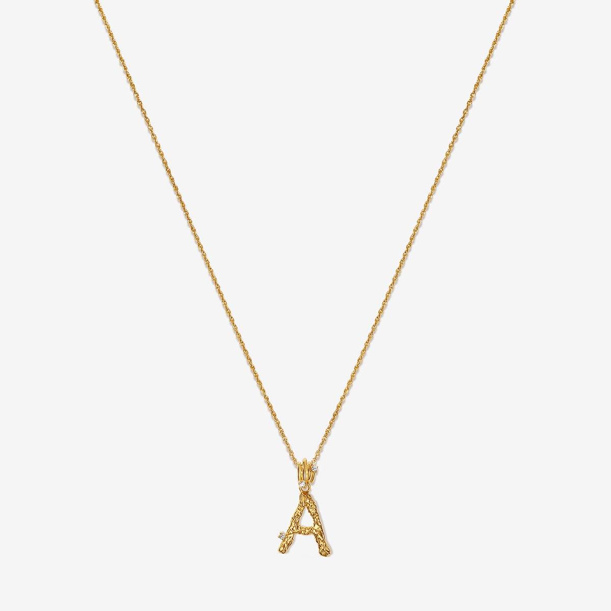 Alphabet A Letter Necklace Micron One Gram Gold Long Gold Chain U