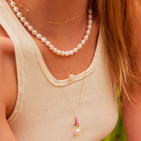 DIY pearl charm necklace