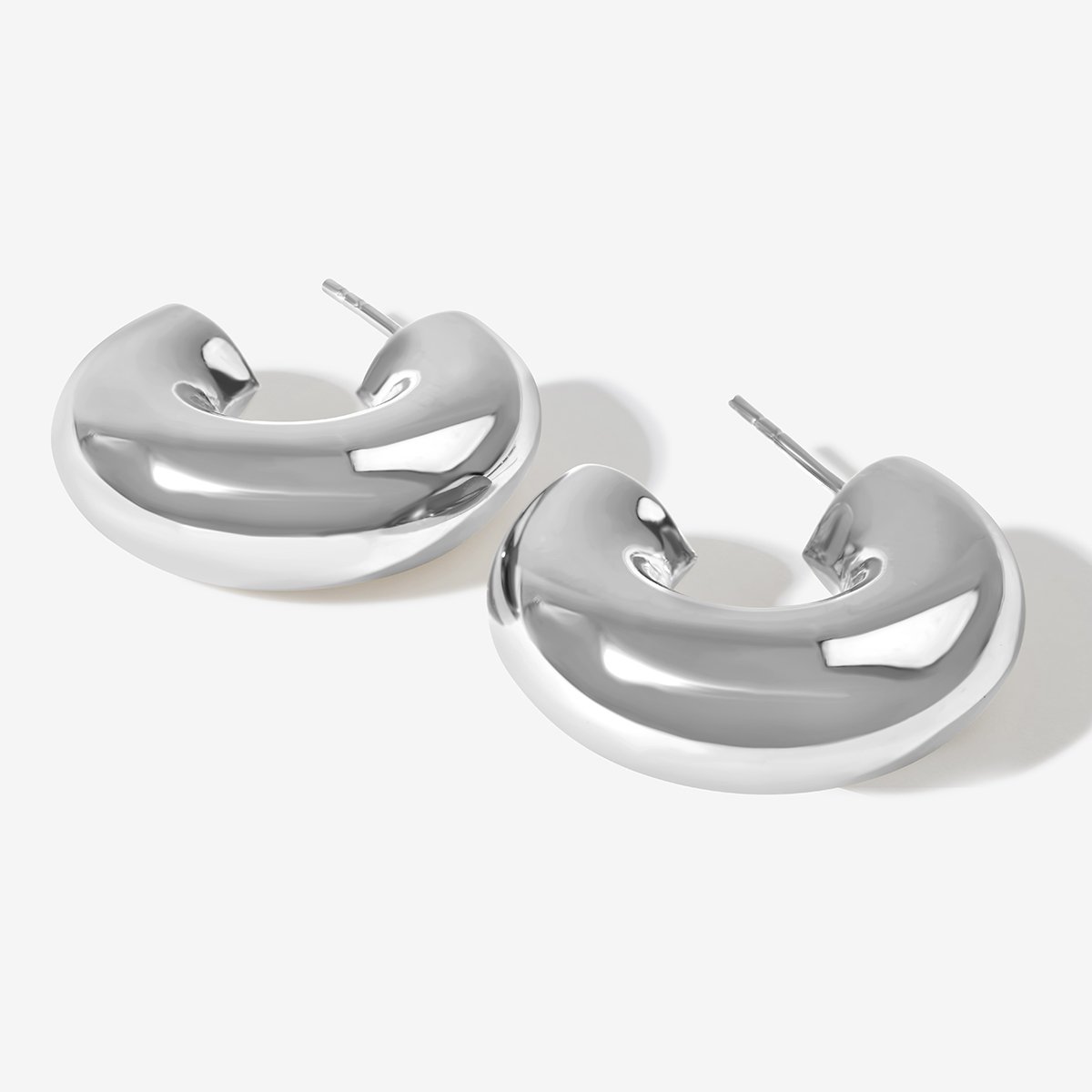 Silver Damaco Chubby Hoops | Adornmonde