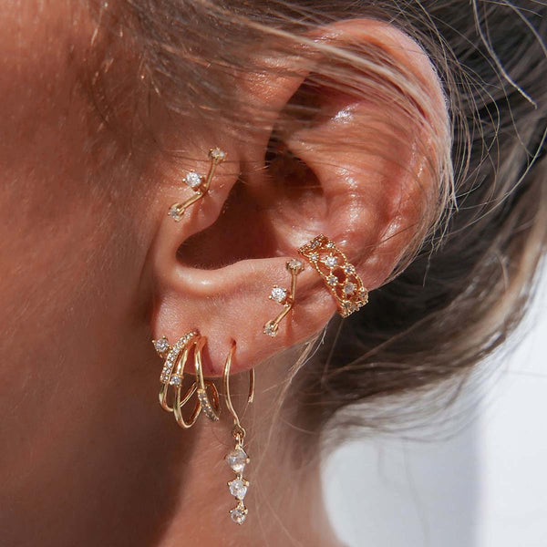 Elegant Multiple Earrings Set, Gift for Her, Wedding Earring, Gold Double  Piercing, Tragus Earring, Helix Earring, Designed Earrings - Etsy