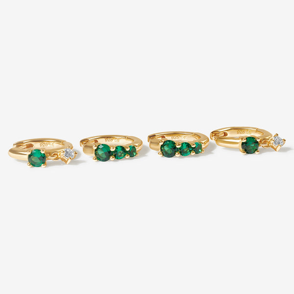 Heath emerald huggie set