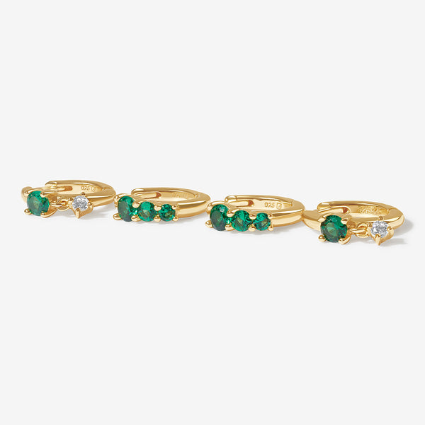 Heath emerald huggie set