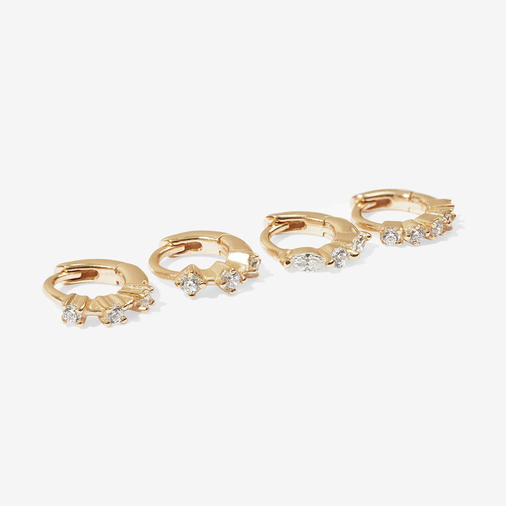 Gold Roland Mini Huggie Set | Adorn Luxe | Adornmonde